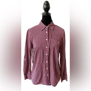 Talbots: Pink and Black Flannel Button Down Shirt 100% cotton